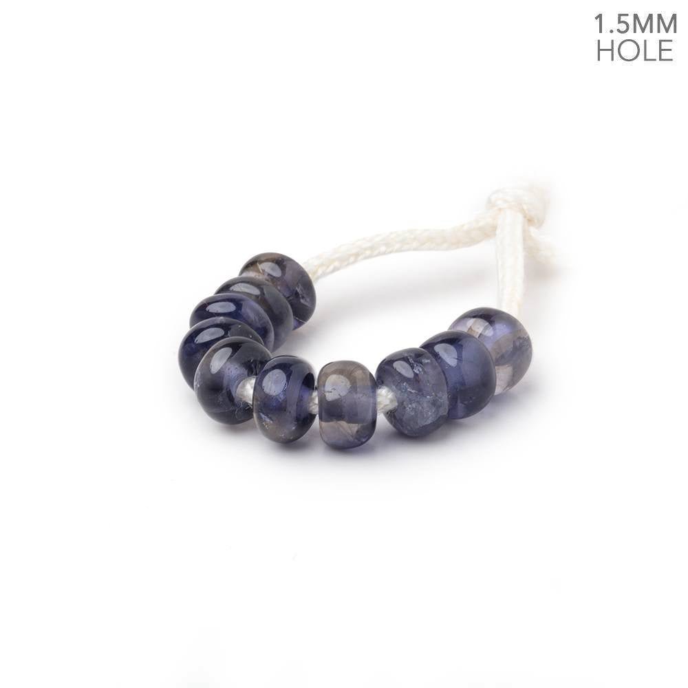 6mm Iolite 1.5mm Large Hole Plain Rondelle Set of 10 (ONLINE ORDER ONLY)