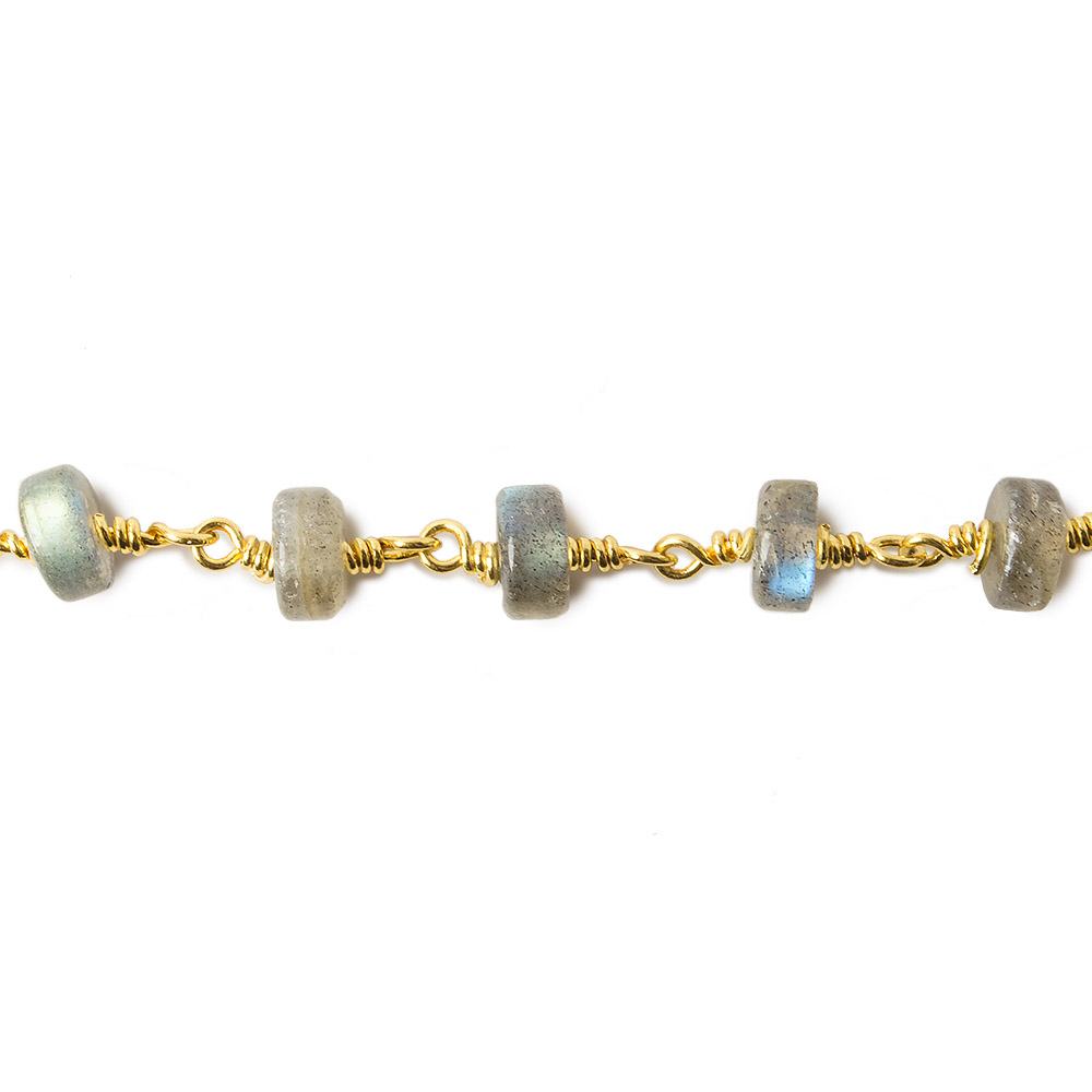 6mm Labradorite plain Heishi Gold Plated Chain by the foot (ONLINE ORDER ONLY)