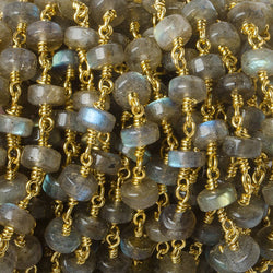 6mm Labradorite plain Heishi Gold Plated Chain by the foot (ONLINE ORDER ONLY)