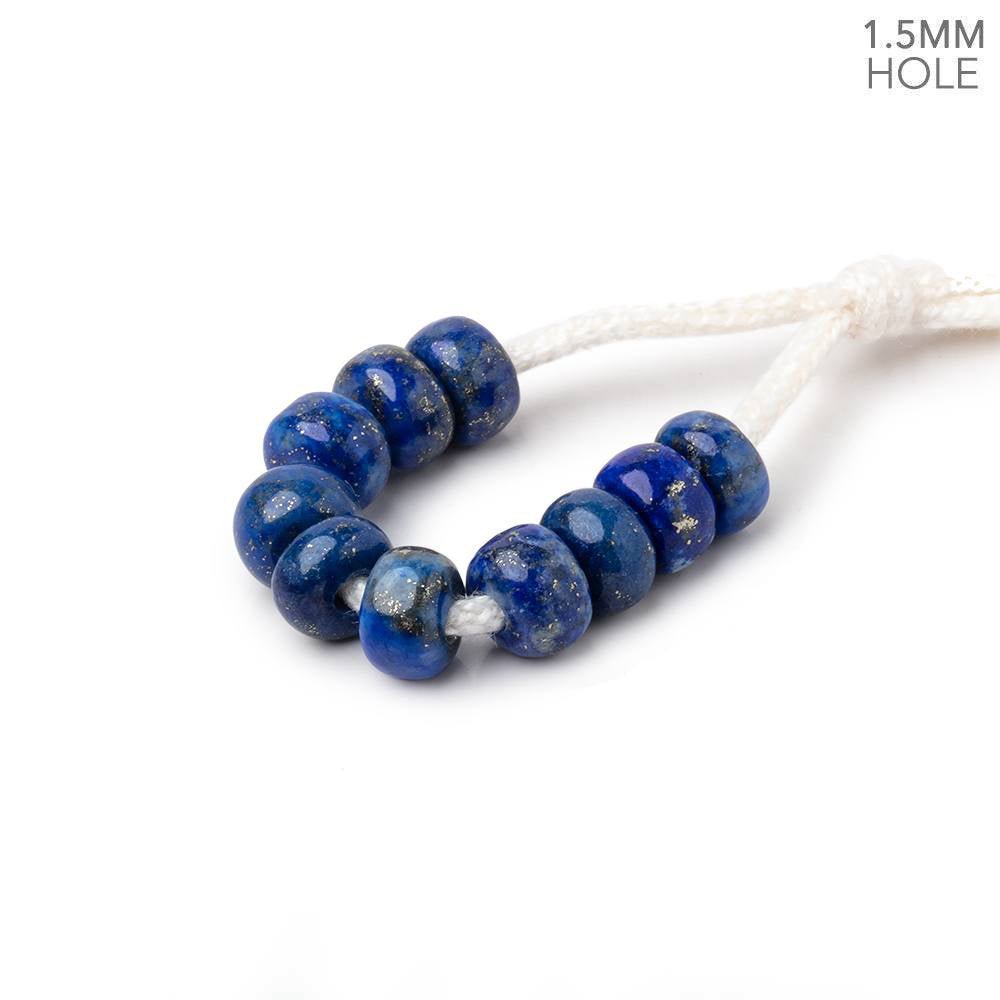 6mm Lapis Lazuli 1.5mm Large Hole Plain Rondelle Set of 10 (ONLINE ORDER ONLY)