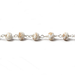 6mm Matte Howlite faceted rondelle Silver plated Chain by the foot 28 pieces (ONLINE ORDER ONLY)