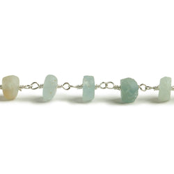 6mm Matte Multi Beryl rondelle Silver plated Chain by the foot with approximately 30 pieces