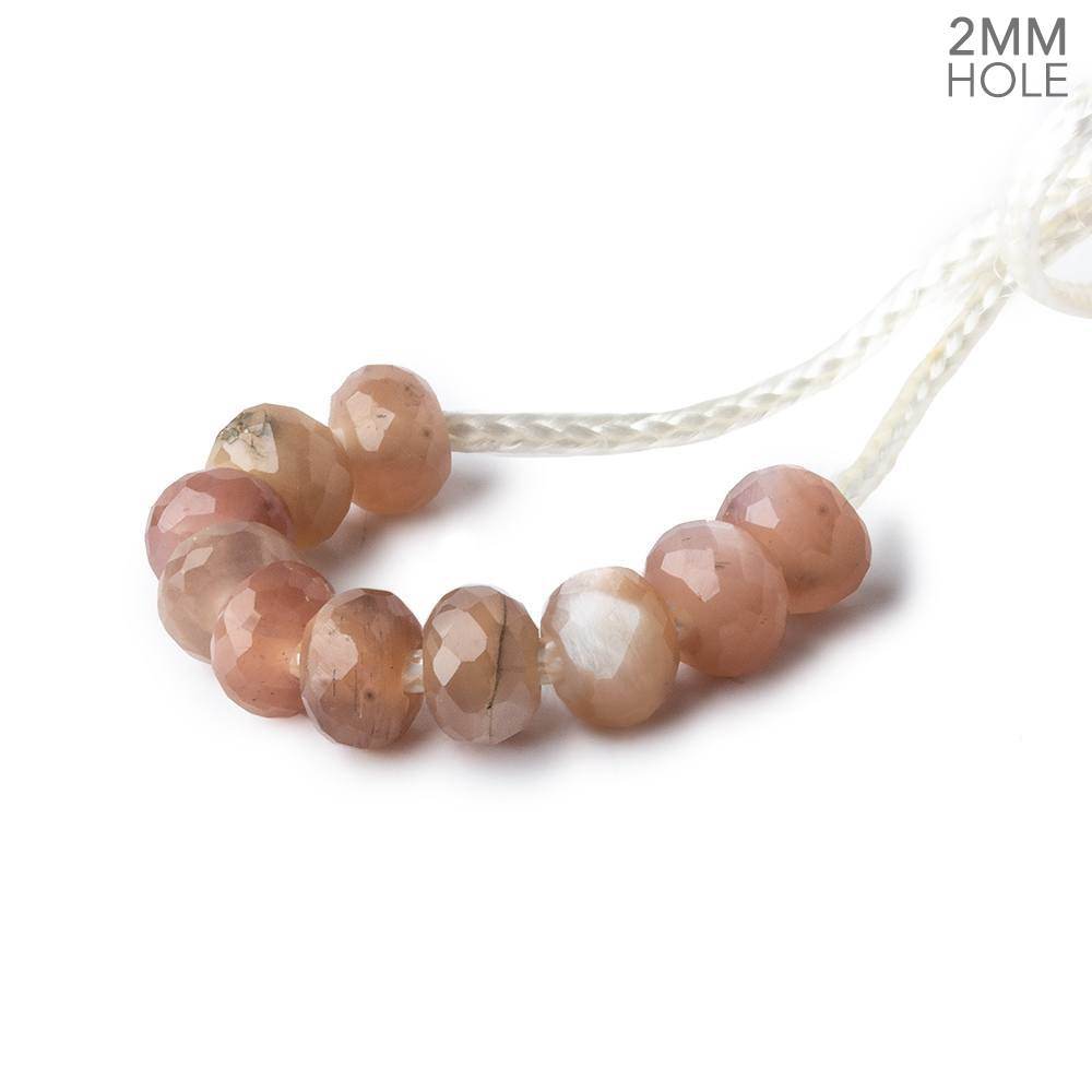 6mm Mocha Chocolate Moonstone 2mm Large Hole Faceted Rondelle Set of 10 Beads (ONLINE ORDER ONLY)