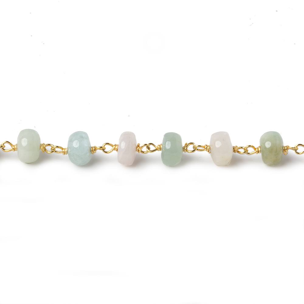 6mm Multi Beryl plain rondelle Vermeil Chain by the foot 37 beads (ONLINE ORDER ONLY)