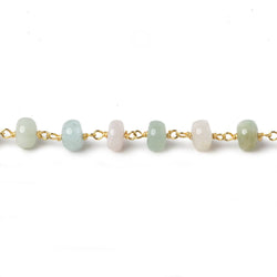 6mm Multi Beryl plain rondelle Vermeil Chain by the foot 37 beads (ONLINE ORDER ONLY)