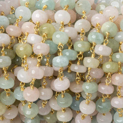 6mm Multi Beryl plain rondelle Vermeil Chain by the foot 37 beads (ONLINE ORDER ONLY)
