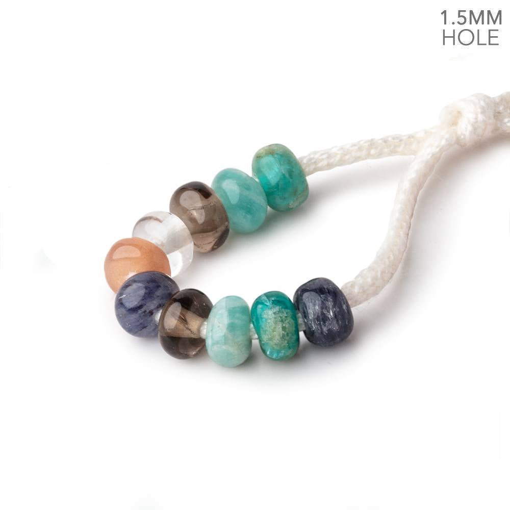 6mm Multi Gemstone 1.5mm Large Hole Plain Rondelle Set of 10 (ONLINE ORDER ONLY)