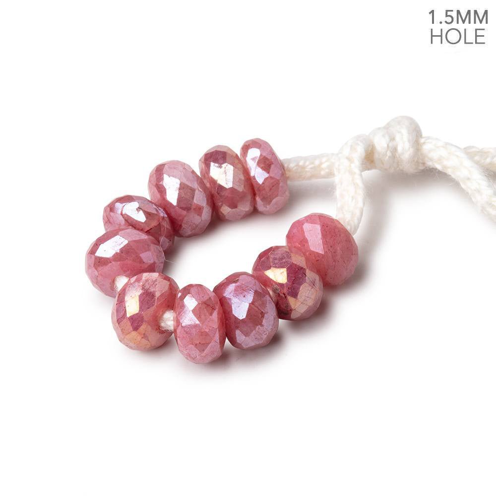 6mm Mystic Pink Moonstone 1.5mm Large Hole Faceted Rondelle Set of 10 (ONLINE ORDER ONLY)
