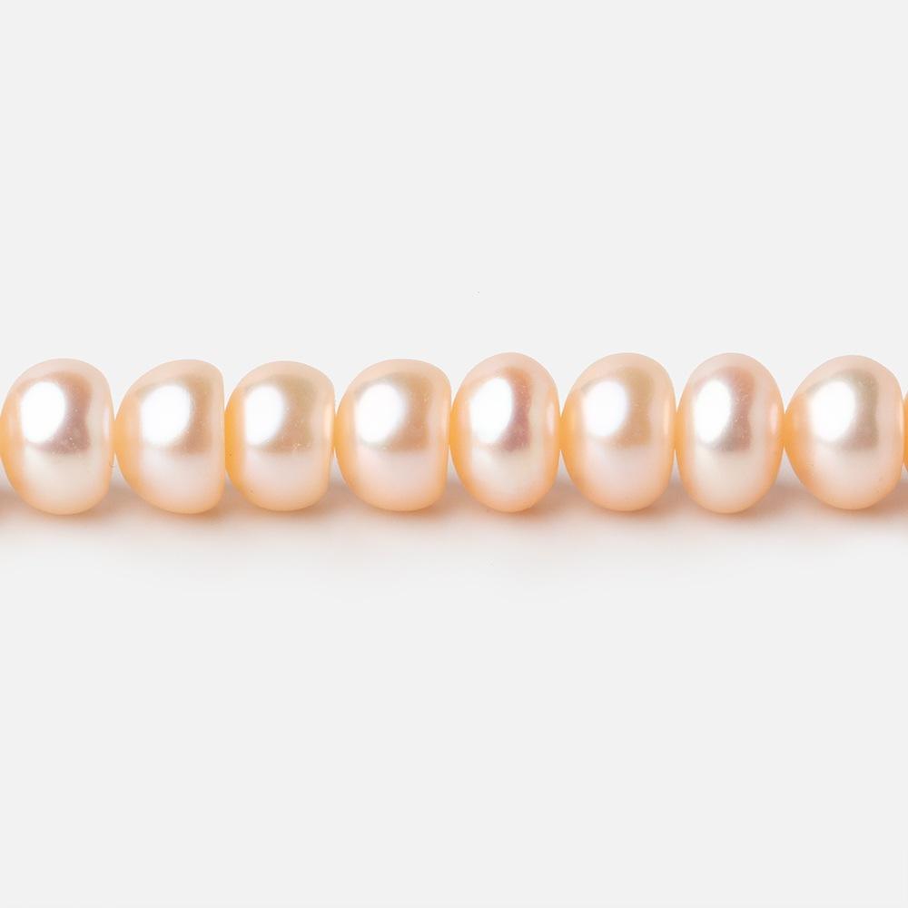 6mm Peach Center Drill Button Freshwater Pearl Beads 15 inch 80 pieces A (ONLINE ORDER ONLY)