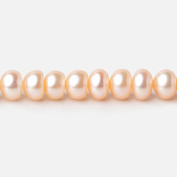 6mm Peach Center Drill Button Freshwater Pearl Beads 15 inch 80 pieces A (ONLINE ORDER ONLY)