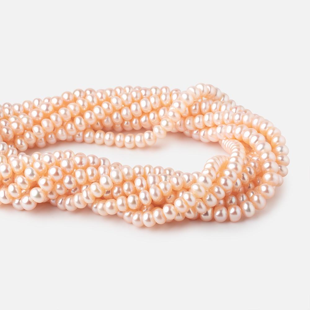 6mm Peach Center Drill Button Freshwater Pearl Beads 15 inch 80 pieces A (ONLINE ORDER ONLY)