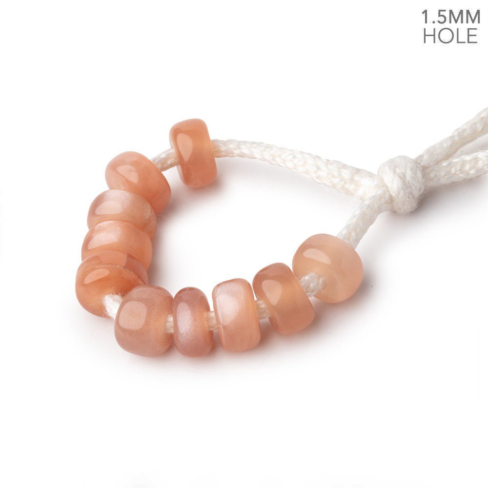 6mm Peach Moonstone 1.5mm Large Hole Plain Rondelle Set of 10 (ONLINE ORDER ONLY)