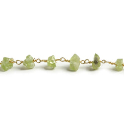 6mm Peridot chip Gold plated Chain by the foot with approximately 35 pieces (ONLINE ORDER ONLY)
