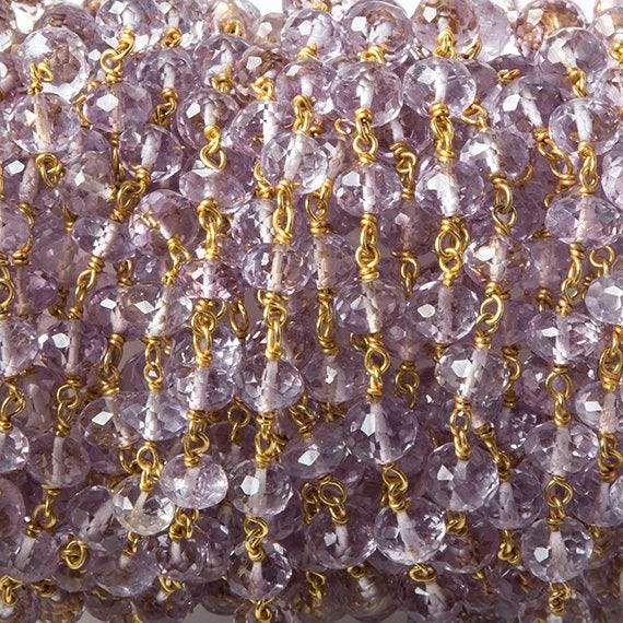 6mm Pink Amethyst faceted rondelle Vermeil Chain by the foot 32 pieces (ONLINE ORDER ONLY)