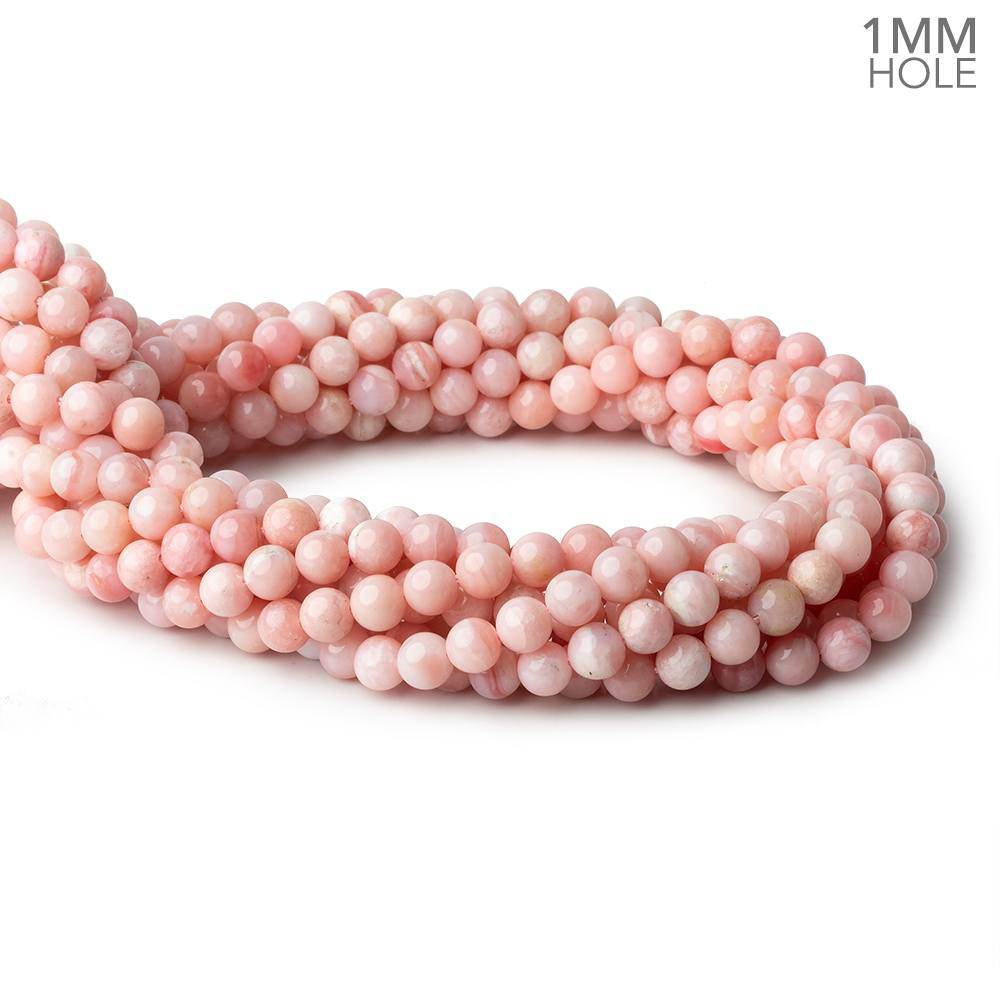 6mm Pink Peruvian Opal plain round large hole beads 16 inch 69 pieces A (ONLINE ORDER ONLY)
