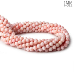 6mm Pink Peruvian Opal plain round large hole beads 16 inch 69 pieces A (ONLINE ORDER ONLY)