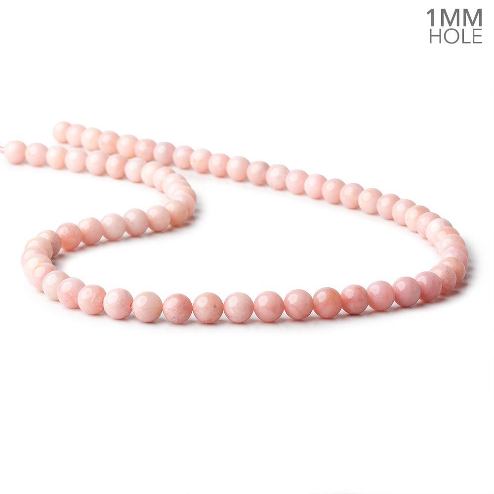6mm Pink Peruvian Opal plain round large hole beads 16 inch 69 pieces A (ONLINE ORDER ONLY)