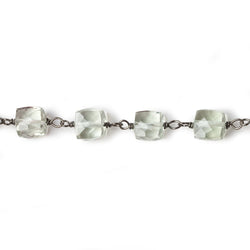 6mm Prasiolite faceted cube Black Gold .925 Silver Chain by the foot 29 pieces (ONLINE ORDER ONLY)