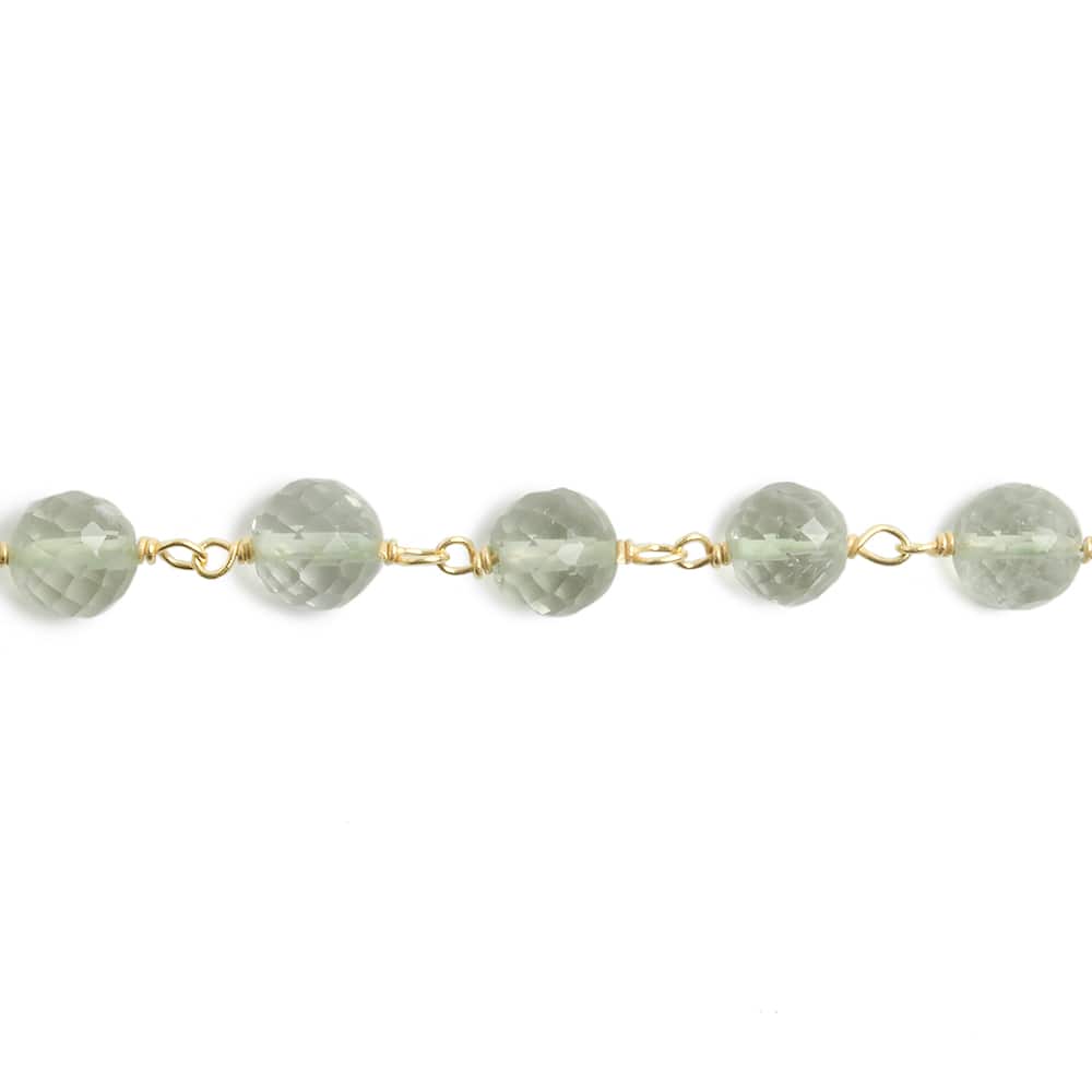 6mm Prasiolite faceted round Vermeil Chain by the foot 24 pieces (ONLINE ORDER ONLY)