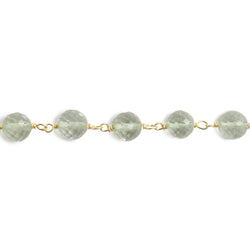 6mm Prasiolite faceted round Vermeil Chain by the foot 24 pieces (ONLINE ORDER ONLY)