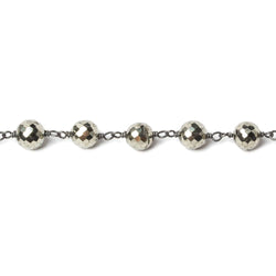 6mm Pyrite faceted round Black Gold .925 Chain by the foot 27 beads (ONLINE ORDER ONLY)
