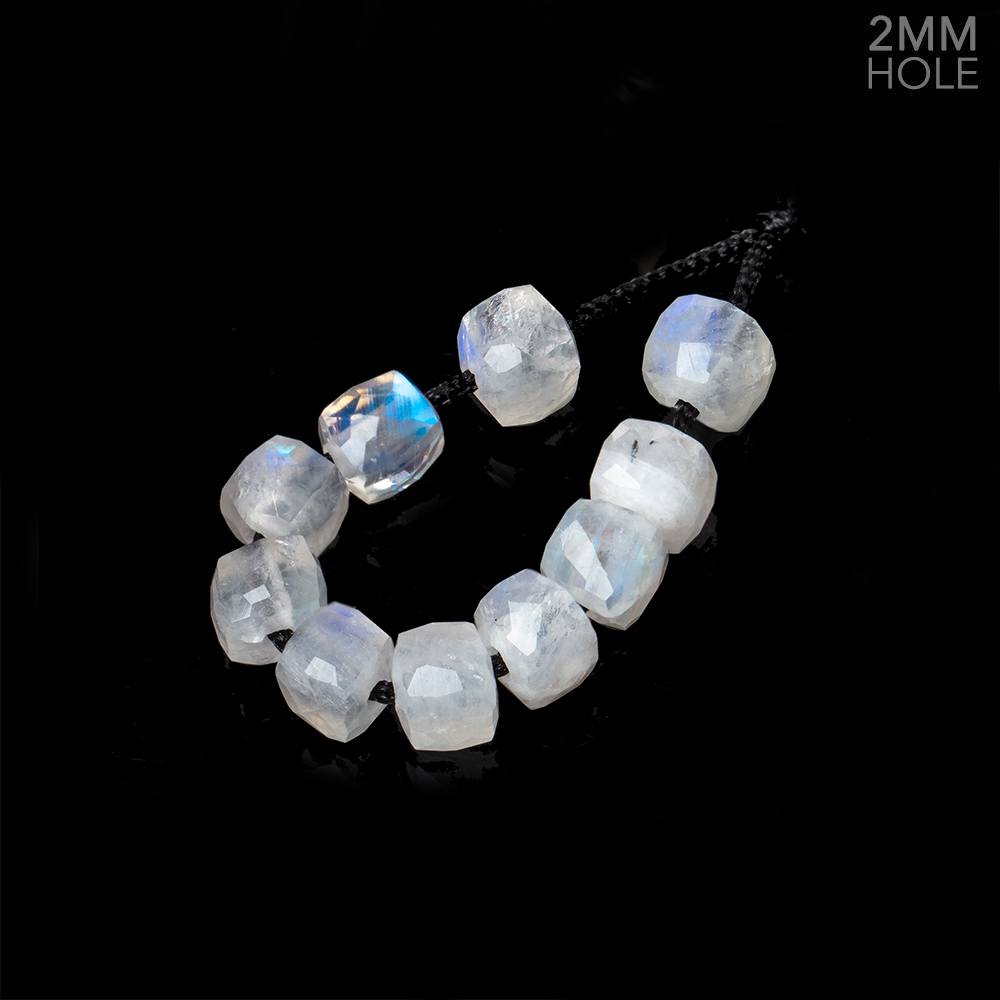 6mm Rainbow Moonstone 2mm Large Hole Faceted Cube Beads Set of 10 (ONLINE ORDER ONLY)