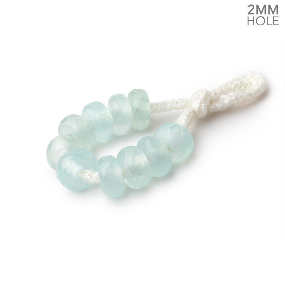 6mm SeaBlue Chalcedony 2mm Large Hole Faceted Rondelle Set of 10 Beads (ONLINE ORDER ONLY)