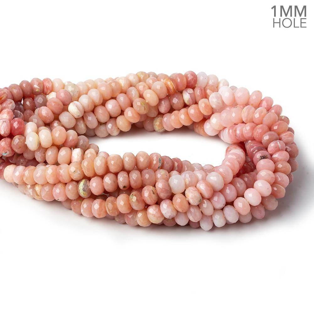 6mm Shaded Pink Peruvian Opal faceted rondelle 1mm hole beads 14.5 inch 78 pieces (ONLINE ORDER ONLY)