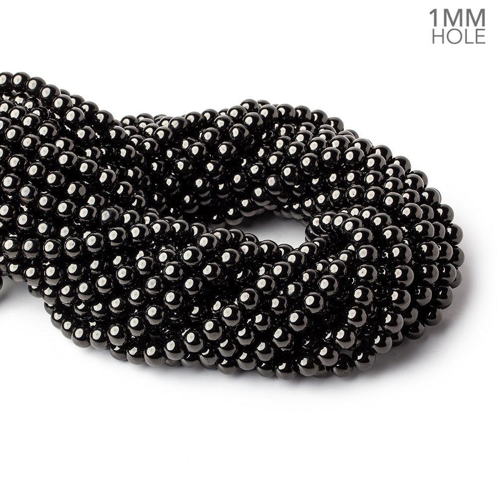 6mm Shungite plain round beads 15.5 inch 63 pieces 1mm hole (ONLINE ORDER ONLY)