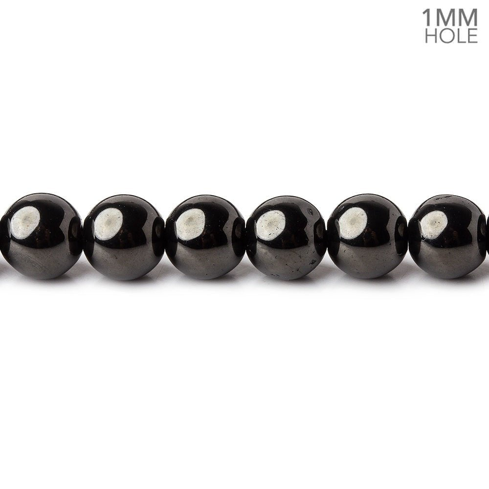 6mm Shungite plain round beads 15.5 inch 63 pieces 1mm hole (ONLINE ORDER ONLY)