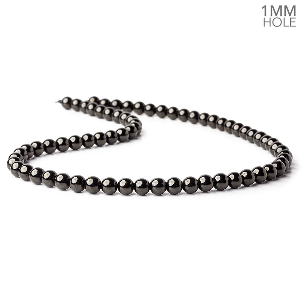 6mm Shungite plain round beads 15.5 inch 63 pieces 1mm hole (ONLINE ORDER ONLY)