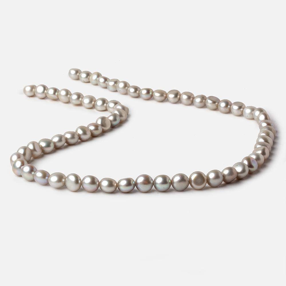 6mm Silver Button Freshwater Pearl Beads 15.5 inch 61 pieces A (ONLINE ORDER ONLY)