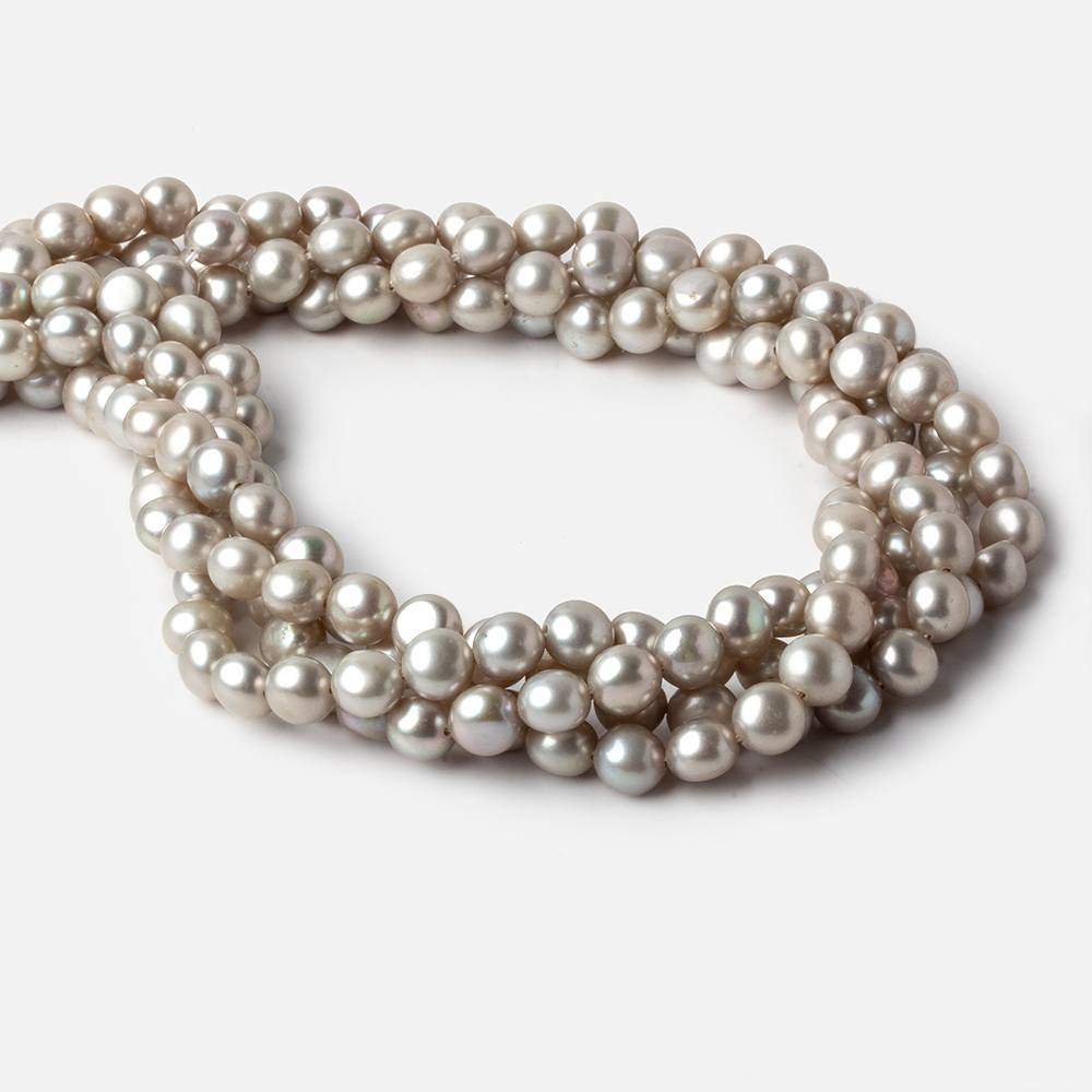6mm Silver Button Freshwater Pearl Beads 15.5 inch 61 pieces A (ONLINE ORDER ONLY)