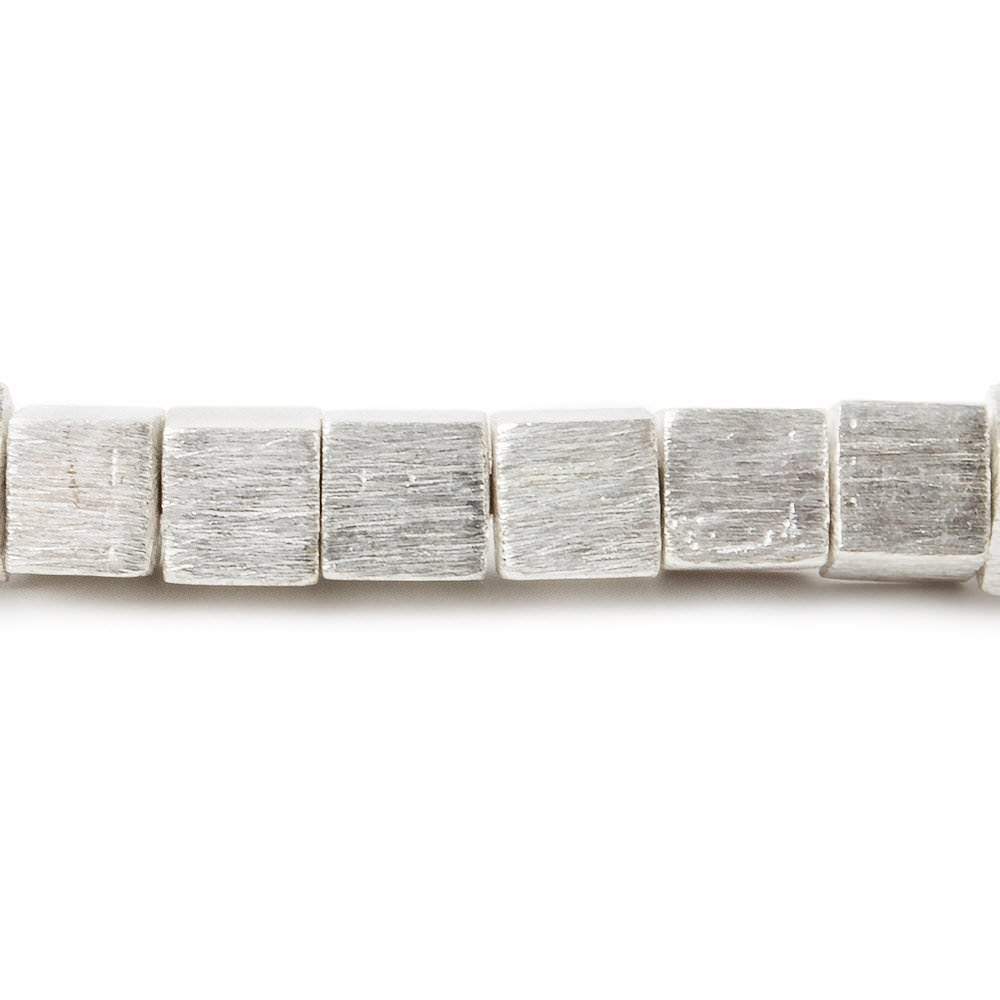 6mm Silver plated Copper Brushed Cube Beads 8 inch 34 pcs (ONLINE ORDER ONLY)