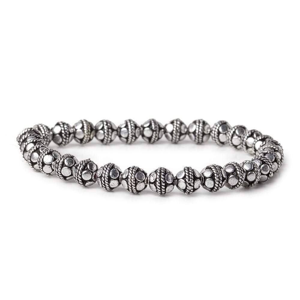 6mm Sterling Silver Plated Copper Round Antiqued Bali Design 8 inch 33 pcs (ONLINE ORDER ONLY)