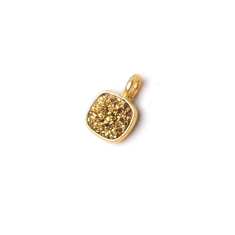 6mm Vermeil Bezel Gold Micro Drusy Square Pendant 1 piece with side facing ring (ONLINE ORDER ONLY)