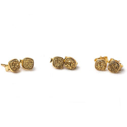 6mm Vermeil Bezel Gold Micro Drusy Square Post Earring Set of 2 pieces (ONLINE ORDER ONLY)
