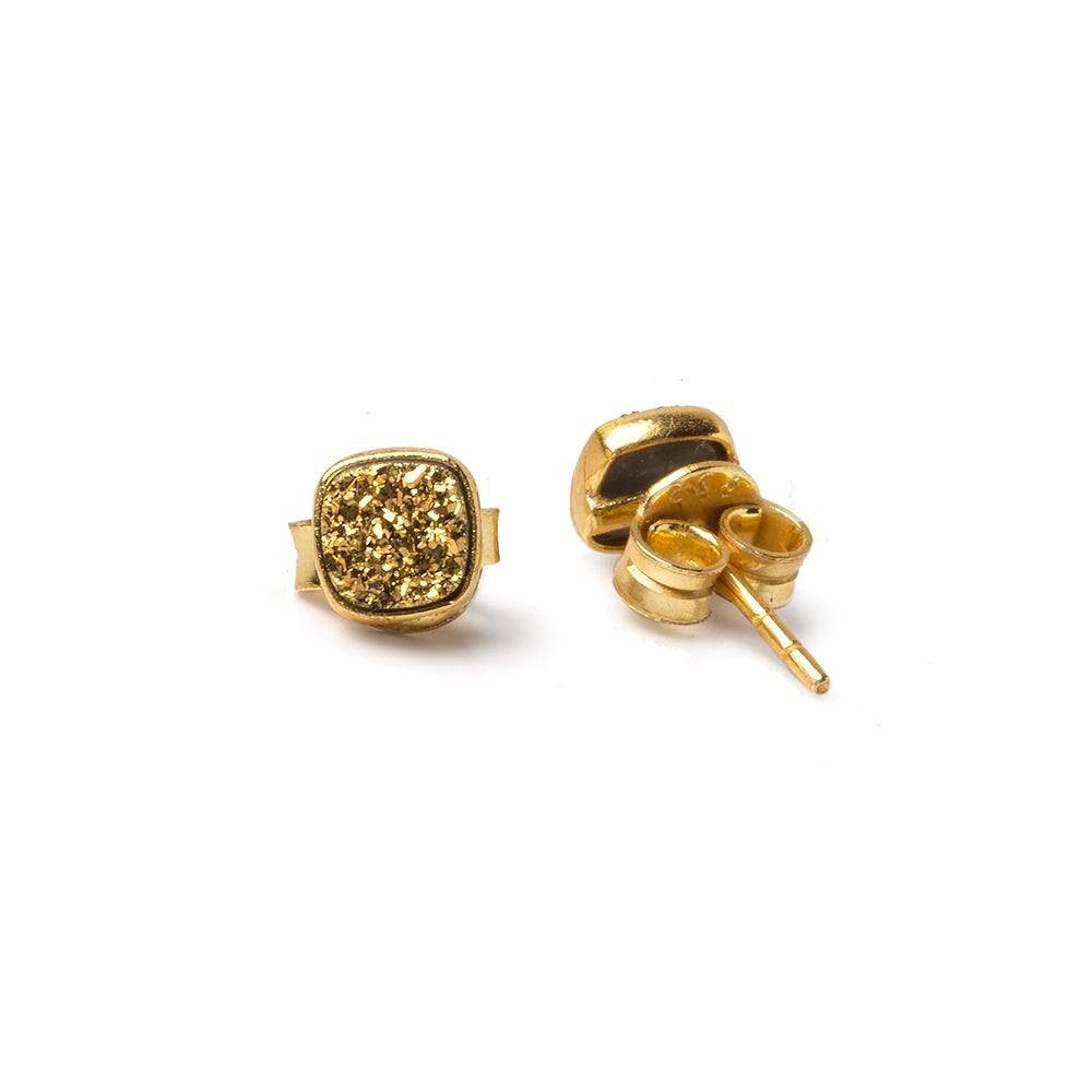 6mm Vermeil Bezel Gold Micro Drusy Square Post Earring Set of 2 pieces (ONLINE ORDER ONLY)
