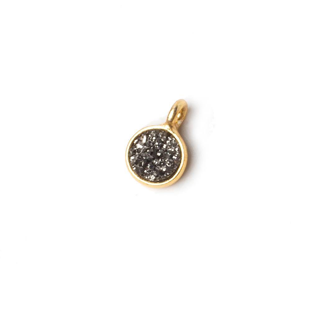 6mm Vermeil Bezel Platinum Micro Drusy Coin Pendant 1 piece with side facing ring (ONLINE ORDER ONLY)