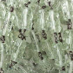 6x11-6x14mm Prasiolite Concave Faceted Tube Black Gold .925 Chain by the foot (ONLINE ORDER ONLY)