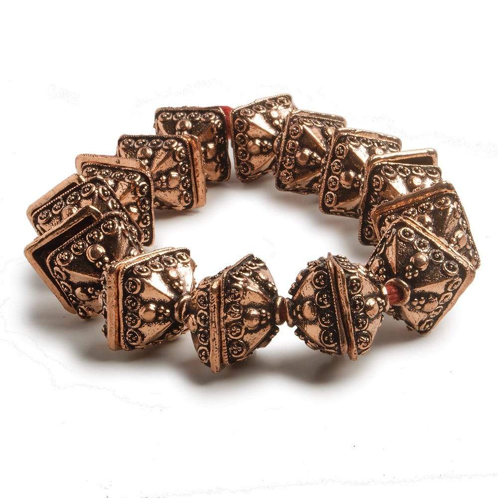 6x14mm Antiqued Copper Square Bali Style Bead Cap 8 inch 28 pcs (ONLINE ORDER ONLY)