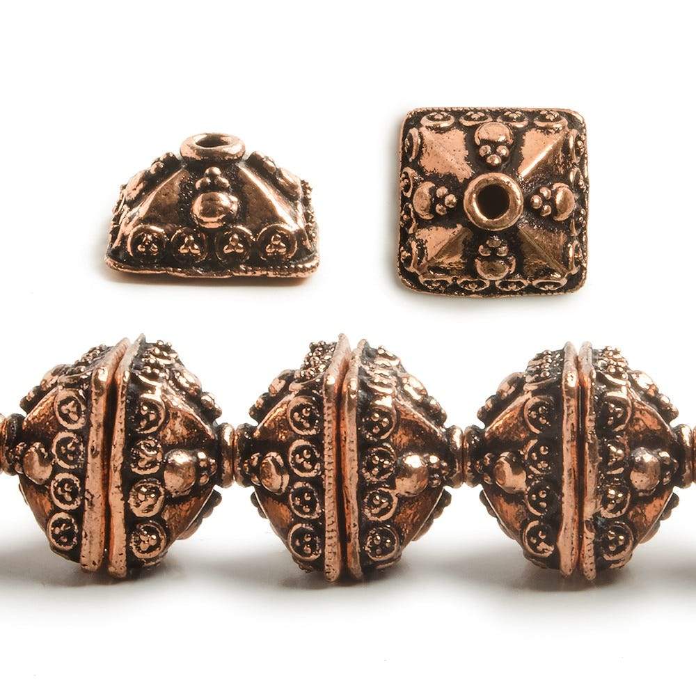 6x14mm Antiqued Copper Square Bali Style Bead Cap 8 inch 28 pcs (ONLINE ORDER ONLY)