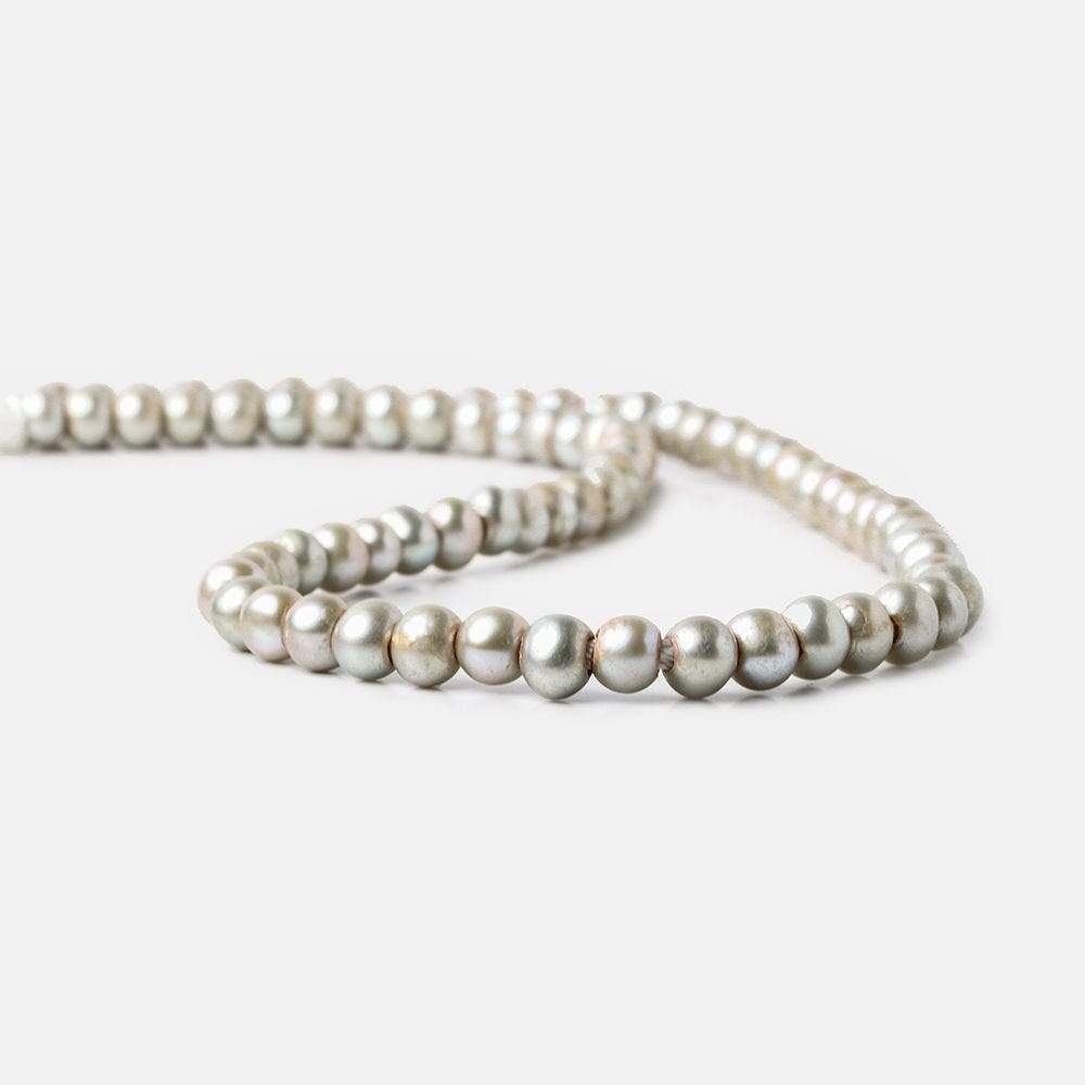 6x4-7x5mm Venetian Silver 2.5mm Large Hole Off Round Pearl 15 inch 78 pieces (ONLINE ORDER ONLY)