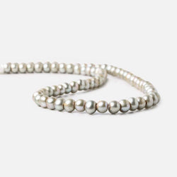 6x4-7x5mm Venetian Silver 2.5mm Large Hole Off Round Pearl 15 inch 78 pieces (ONLINE ORDER ONLY)