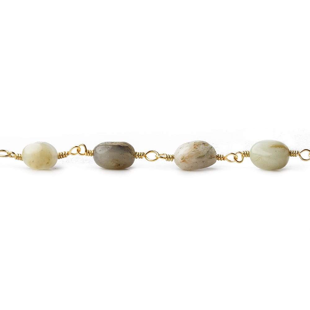 6x5-11x6mm Blue Peruvian Opal plain nuggets Gold plated Chain by the foot (ONLINE ORDER ONLY)