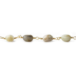 6x5-11x6mm Blue Peruvian Opal plain nuggets Gold plated Chain by the foot (ONLINE ORDER ONLY)
