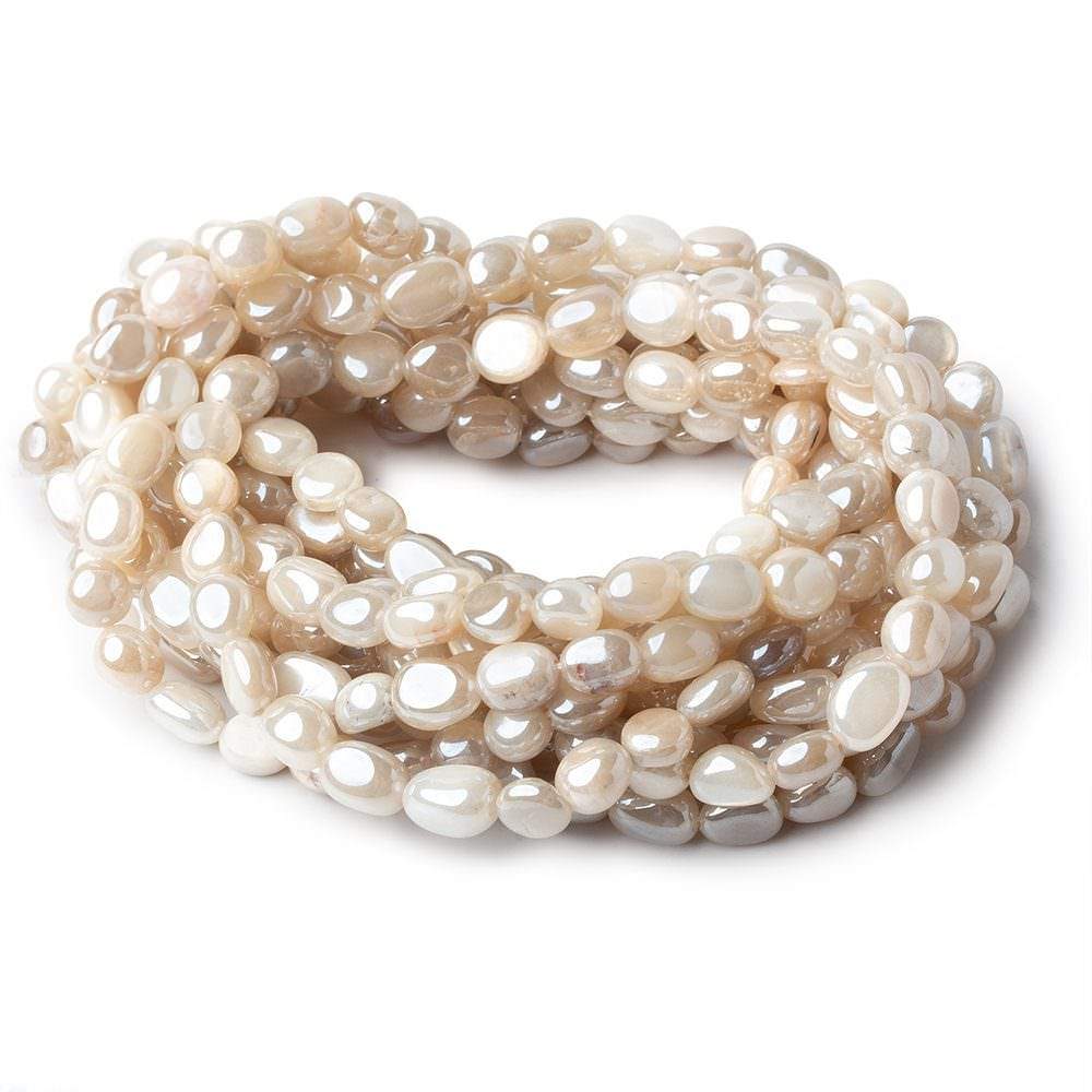 6x5-8x6mm Silver Mystic Creamy White Moonstone plain nuggets 16 inch 53 beads (ONLINE ORDER ONLY)