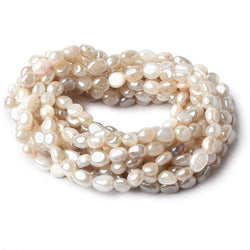6x5-8x6mm Silver Mystic Creamy White Moonstone plain nuggets 16 inch 53 beads (ONLINE ORDER ONLY)