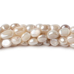 6x5-8x6mm Silver Mystic Creamy White Moonstone plain nuggets 16 inch 53 beads (ONLINE ORDER ONLY)