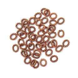 6x5mm Antiqued Copper Twisted Oval Shaped Jump Ring Set of 50